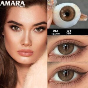 AMARA عدسات لاصقة وردية زوج واحد 14.5 مم تجميلية للمكياج والمناسبات